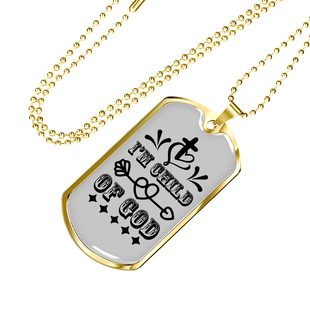 Child Of God Cross Necklace Stainless Steel or 18k Gold Dog Tag 24" Chain-Express Your Love Gifts