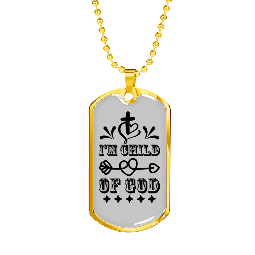 Child Of God Cross Necklace Stainless Steel or 18k Gold Dog Tag 24" Chain-Express Your Love Gifts