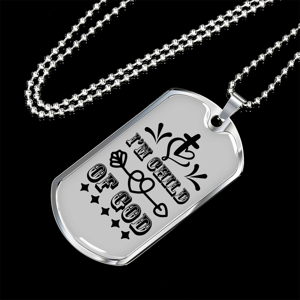 Child Of God Cross Necklace Stainless Steel or 18k Gold Dog Tag 24" Chain-Express Your Love Gifts