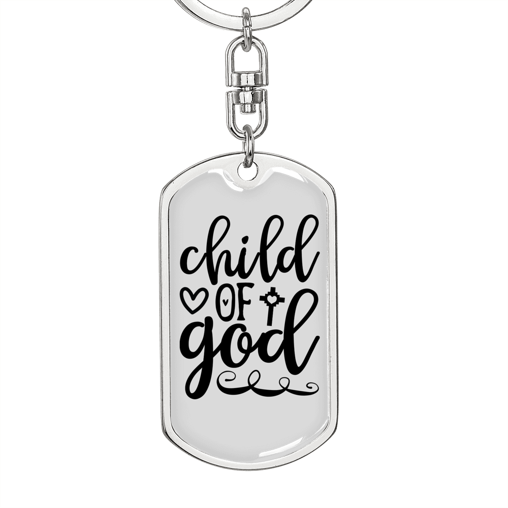 Child Of God Keychain Stainless Steel or 18k Gold Dog Tag Keyring-Express Your Love Gifts