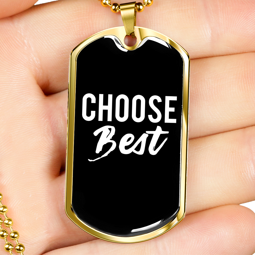 Choose Best Necklace Stainless Steel or 18k Gold Dog Tag 24" Chain-Express Your Love Gifts