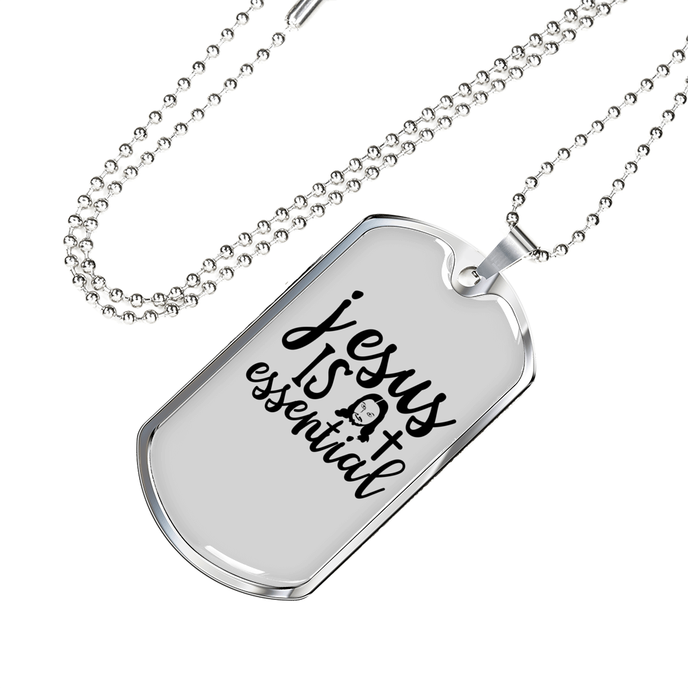 Christ Is Essential Necklace Stainless Steel or 18k Gold Dog Tag 24" Chain-Express Your Love Gifts