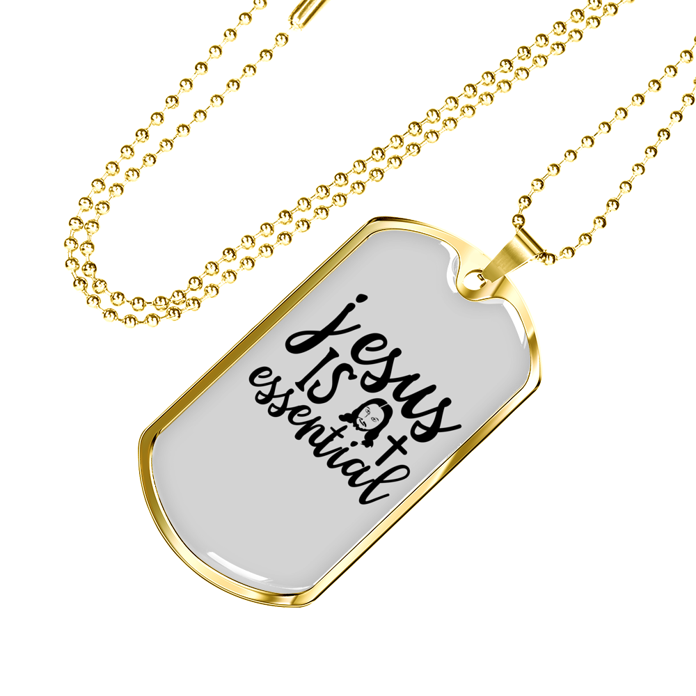 Christ Is Essential Necklace Stainless Steel or 18k Gold Dog Tag 24" Chain-Express Your Love Gifts