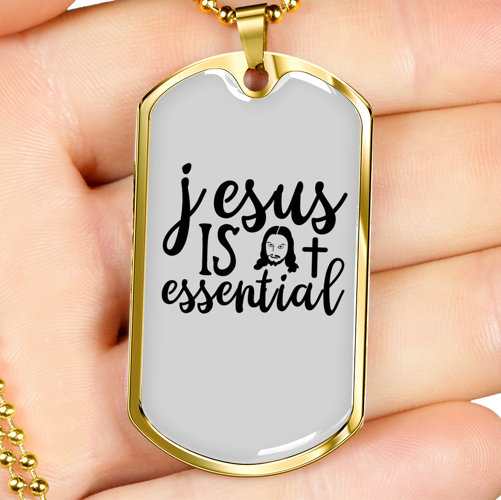 Christ Is Essential Necklace Stainless Steel or 18k Gold Dog Tag 24" Chain-Express Your Love Gifts