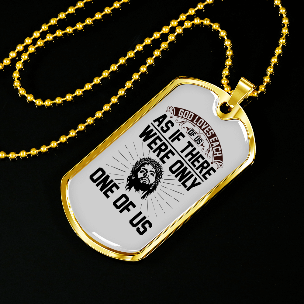 Christ Loves Us Necklace Stainless Steel or 18k Gold Dog Tag 24" Chain-Express Your Love Gifts