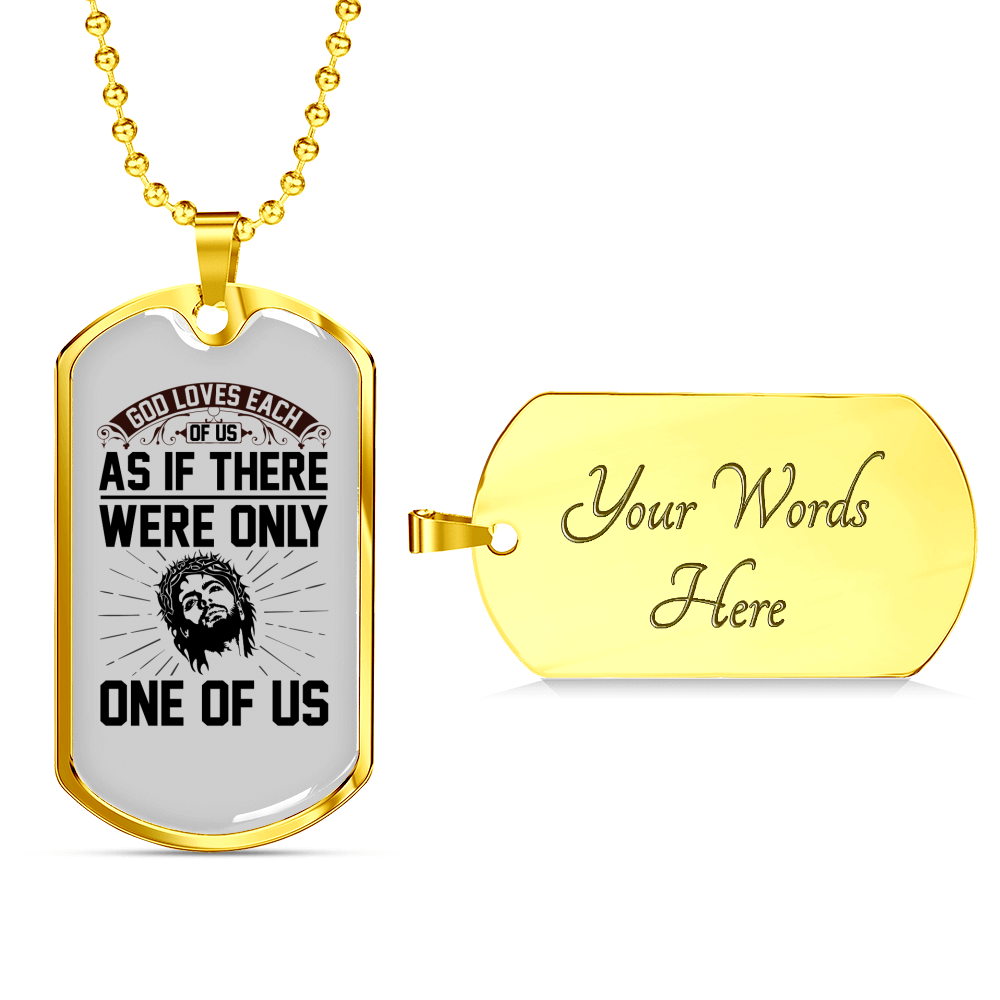 Christ Loves Us Necklace Stainless Steel or 18k Gold Dog Tag 24" Chain-Express Your Love Gifts