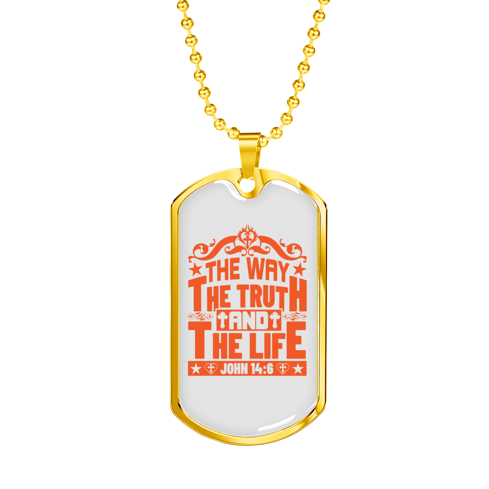 Christ Way Truth Life John 14:6 Necklace Stainless Steel or 18k Gold Dog Tag 24" Chain-Express Your Love Gifts