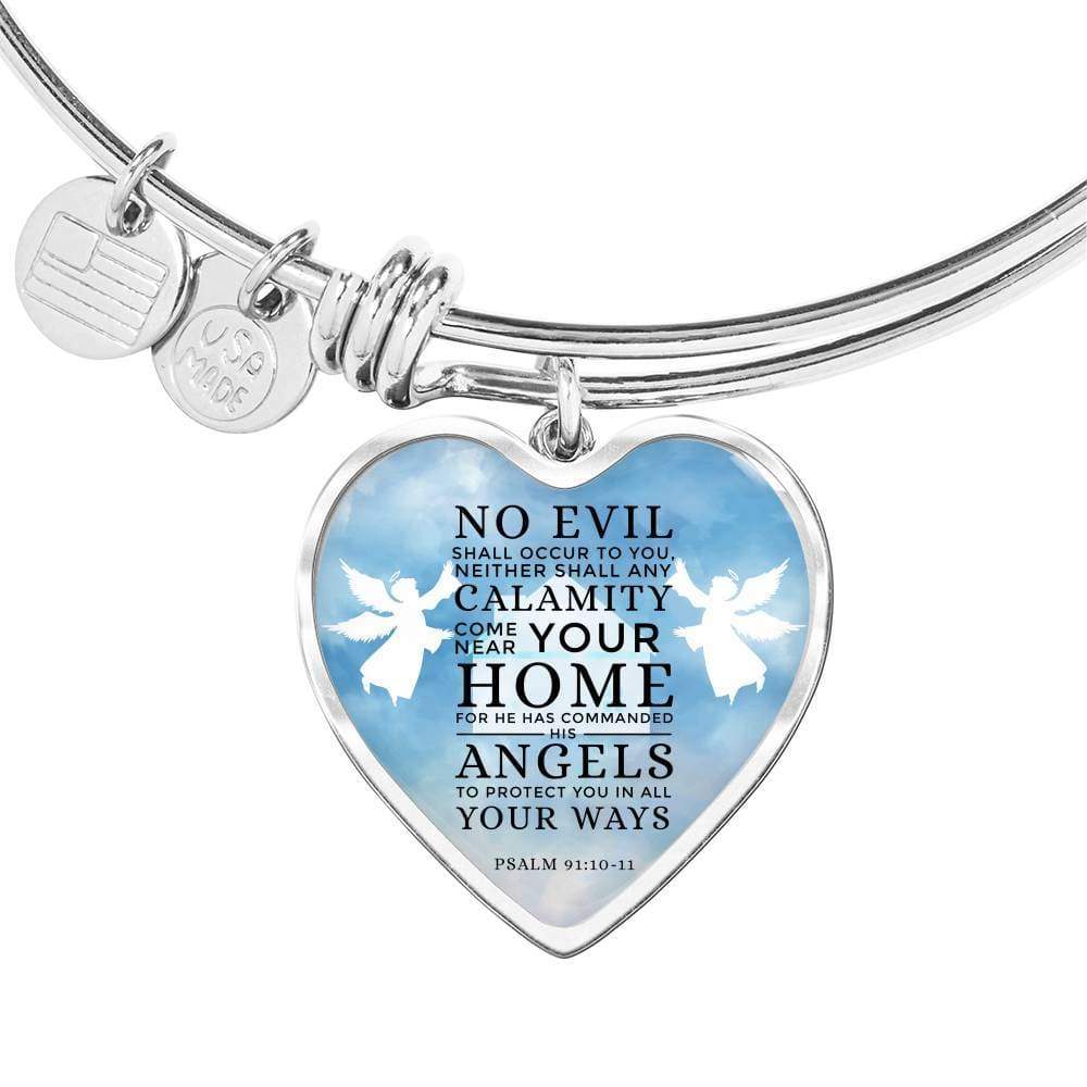 Christian Bracelet Guardian Angel Stainless Steel or 18k Gold Heart Bracelet Bangle