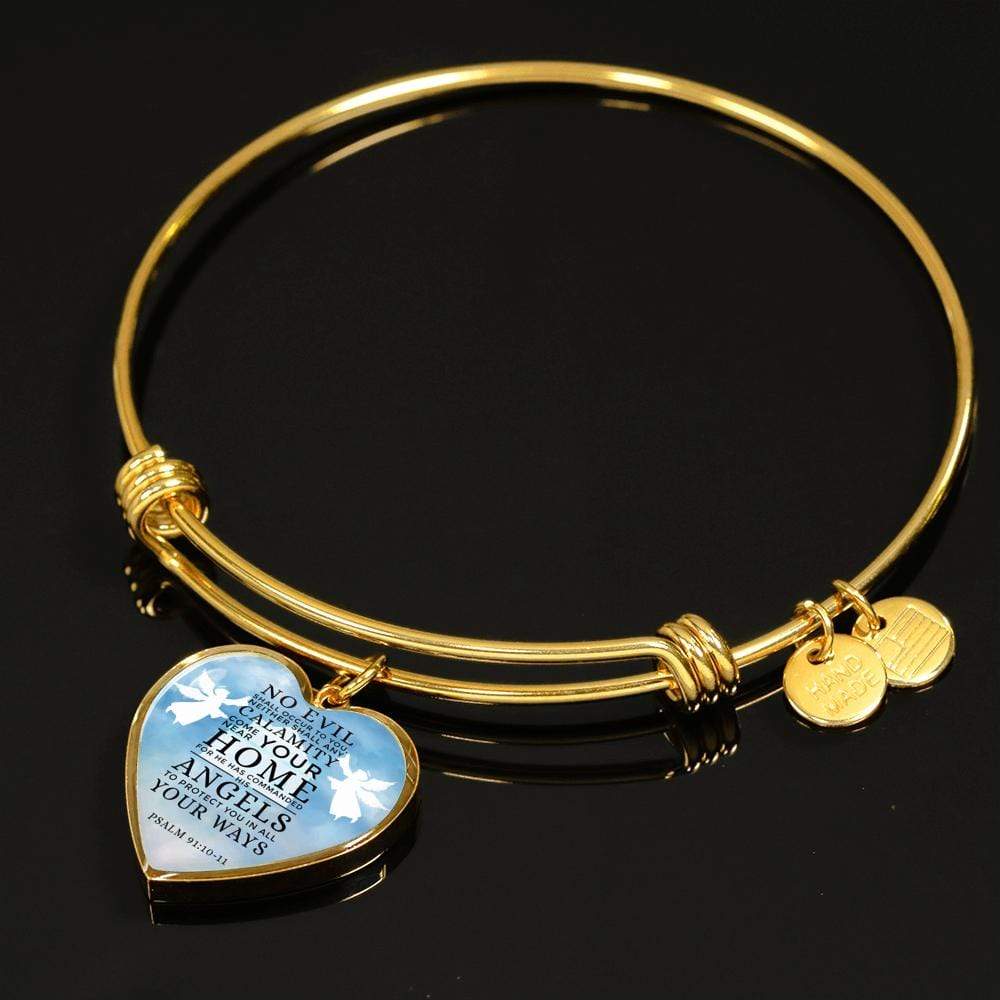 Christian Bracelet Guardian Angel Stainless Steel or 18k Gold Heart Bracelet Bangle - Express Your Love Gifts