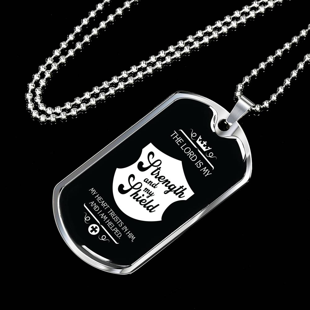 Firefighter Christian Religious My Strength & Shield Dog Tag Stainless Steel or 18k Gold 24 - Express Your Love Gifts