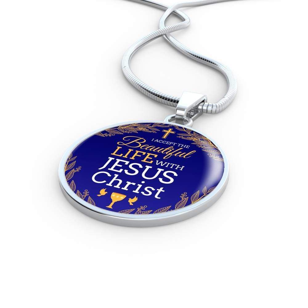Christian Gift Beautiful Life Circle Necklace Stainless Steel or 18k Gold 18-22" - Express Your Love Gifts