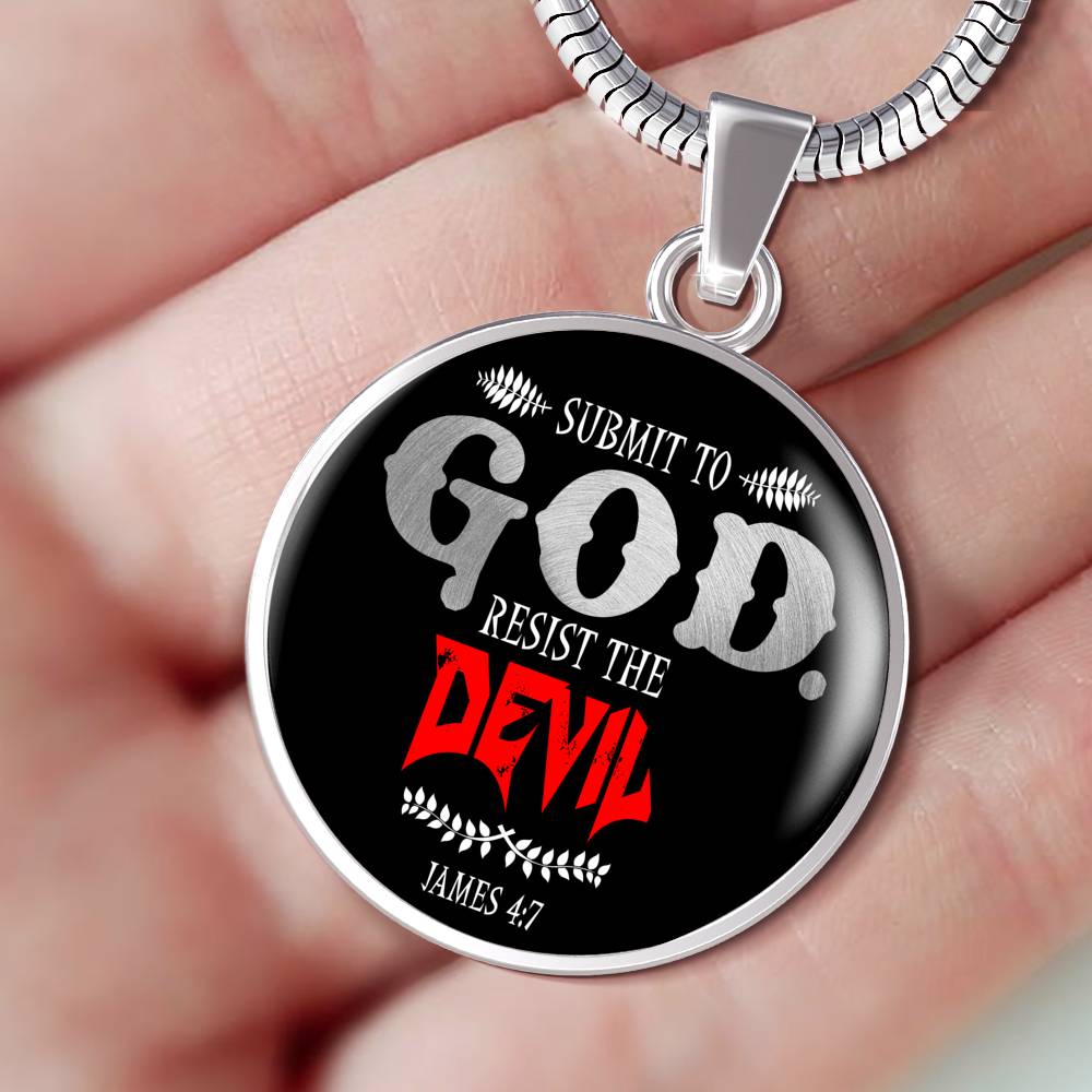 Christian Gift Submit To God Circle Necklace Stainless Steel or 18k Gold 18-22" - Express Your Love Gifts