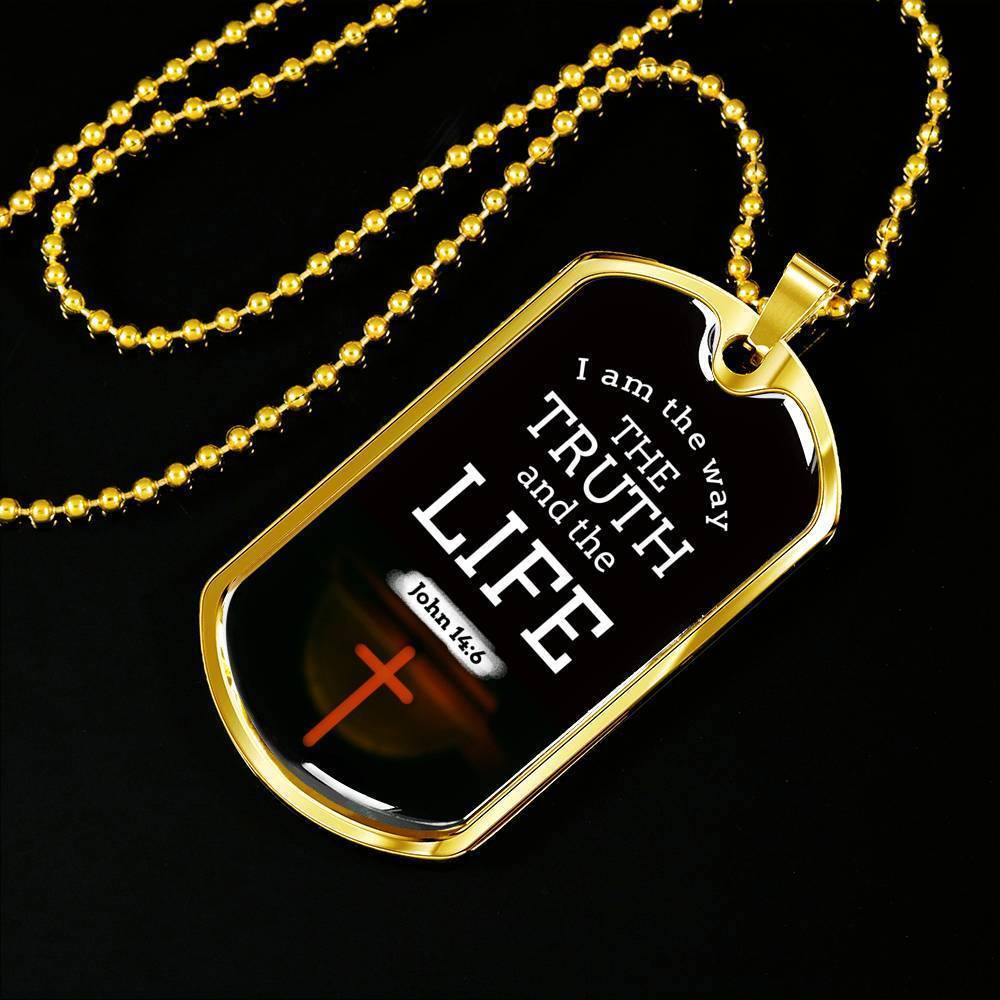 Christian Jesus Is The Way Necklace Stainless Steel or 18k Gold Dog Tag 24" Chain-Express Your Love Gifts
