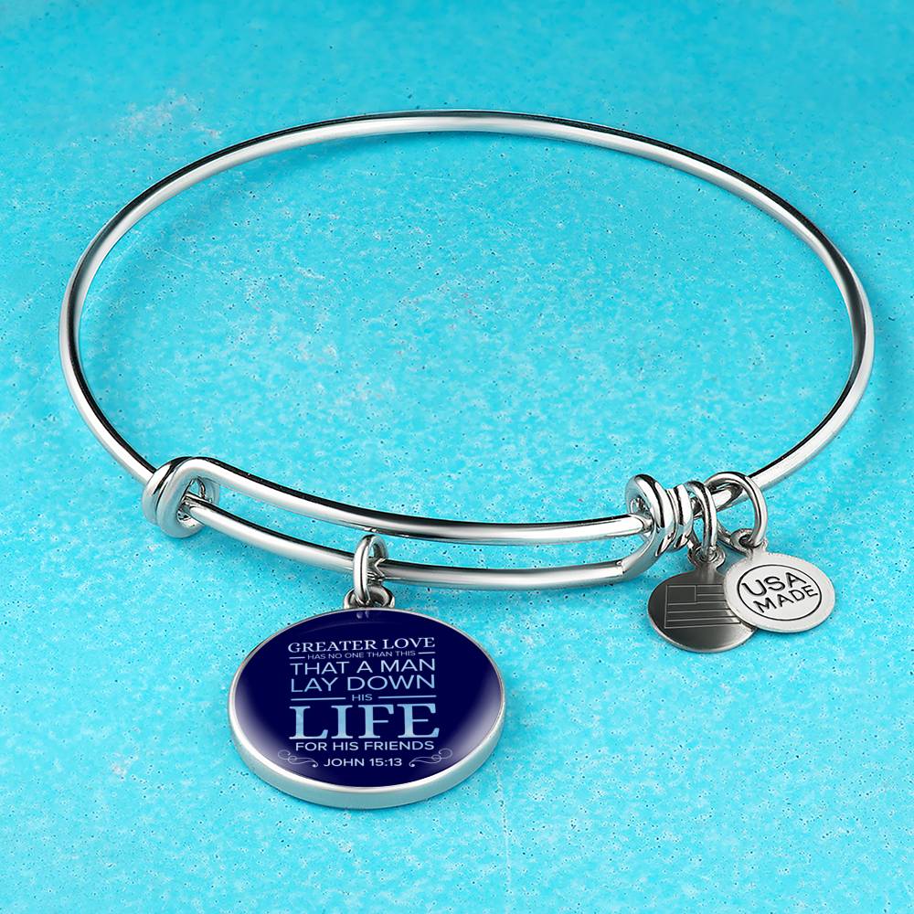 Christian John 15:13 For His Friends Circle Bangle Bracelet Stainless Steel or 18k Gold" - Express Your Love Gifts