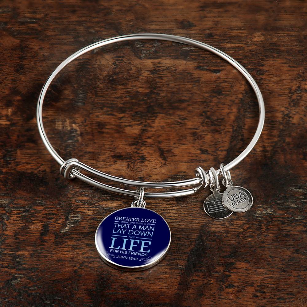 Christian John 15:13 For His Friends Circle Bangle Bracelet Stainless Steel or 18k Gold" - Express Your Love Gifts