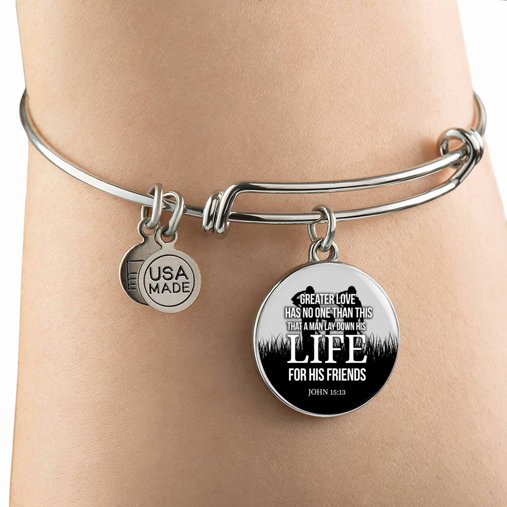 Christian John 15:13 Greater Love Circle Bangle Bracelet Stainless Steel or 18k Gold" - Express Your Love Gifts