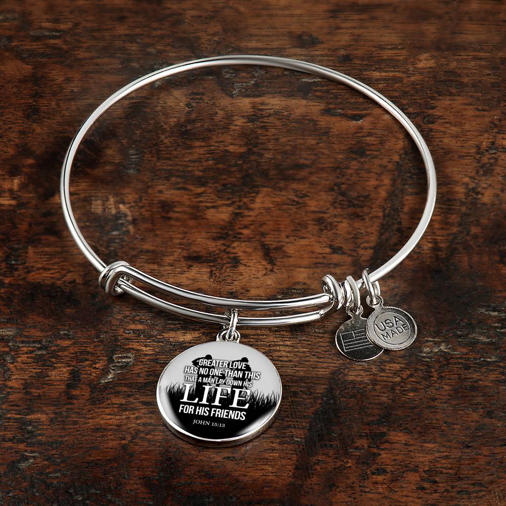 Christian John 15:13 Greater Love Circle Bangle Bracelet Stainless Steel or 18k Gold" - Express Your Love Gifts