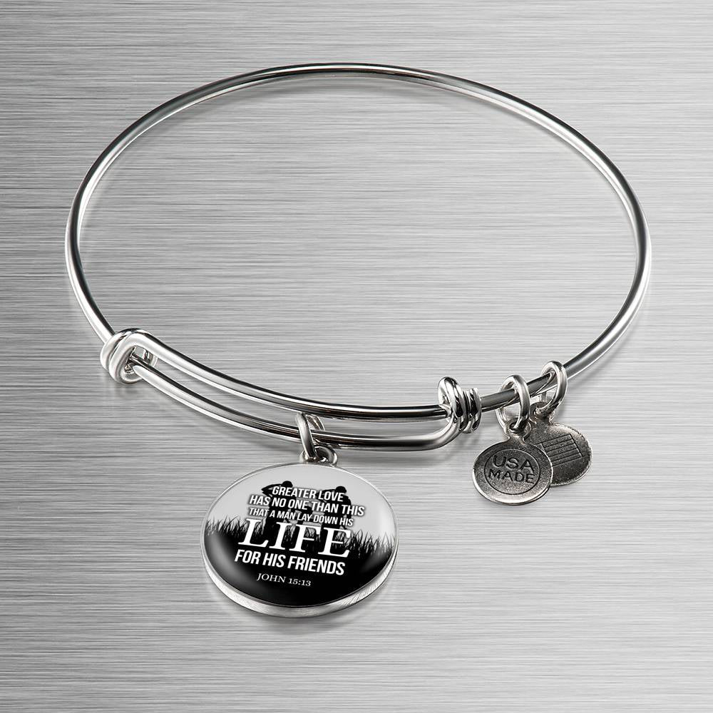 Christian John 15:13 Greater Love Circle Bangle Bracelet Stainless Steel or 18k Gold" - Express Your Love Gifts
