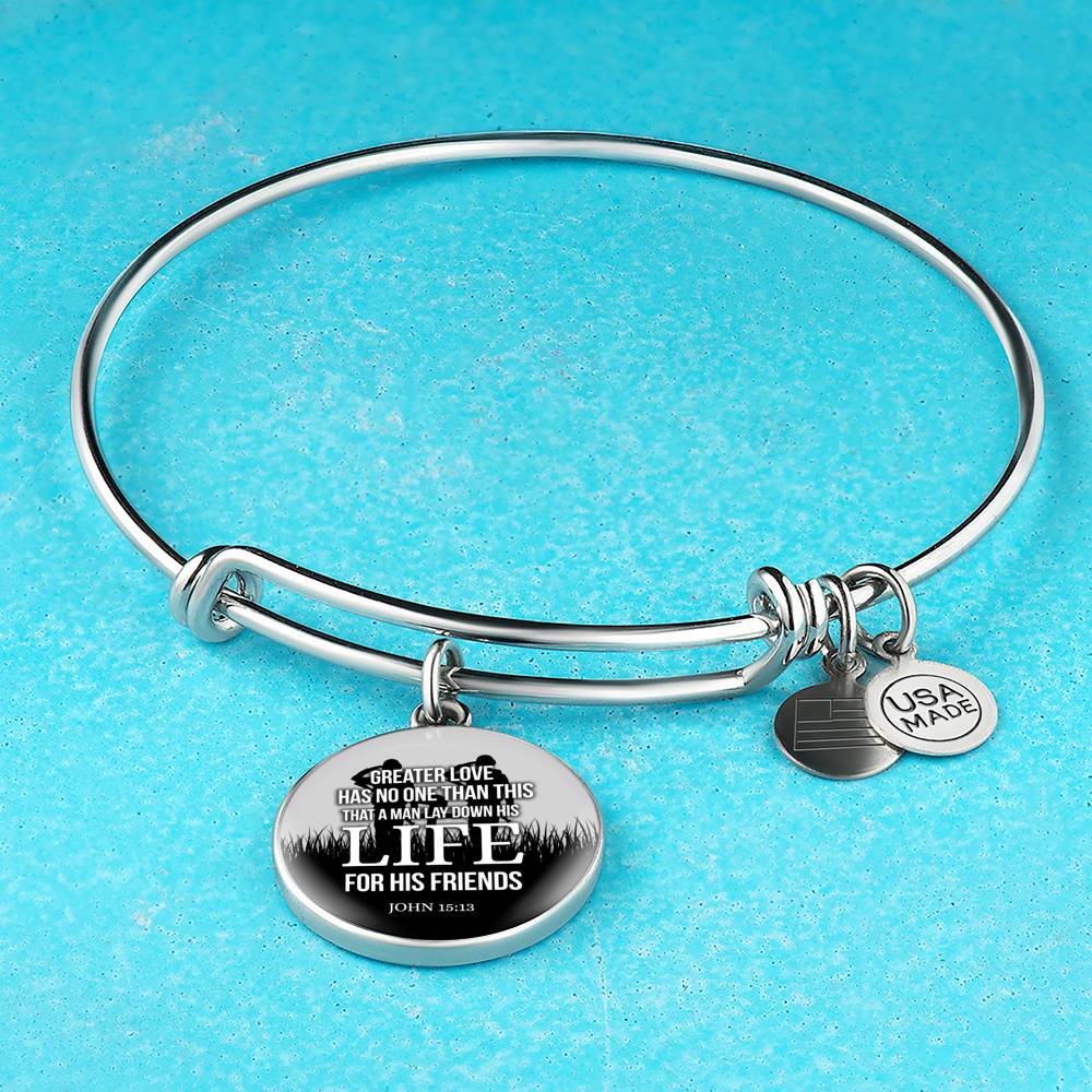 Christian John 15:13 Greater Love Circle Bangle Bracelet Stainless Steel or 18k Gold" - Express Your Love Gifts