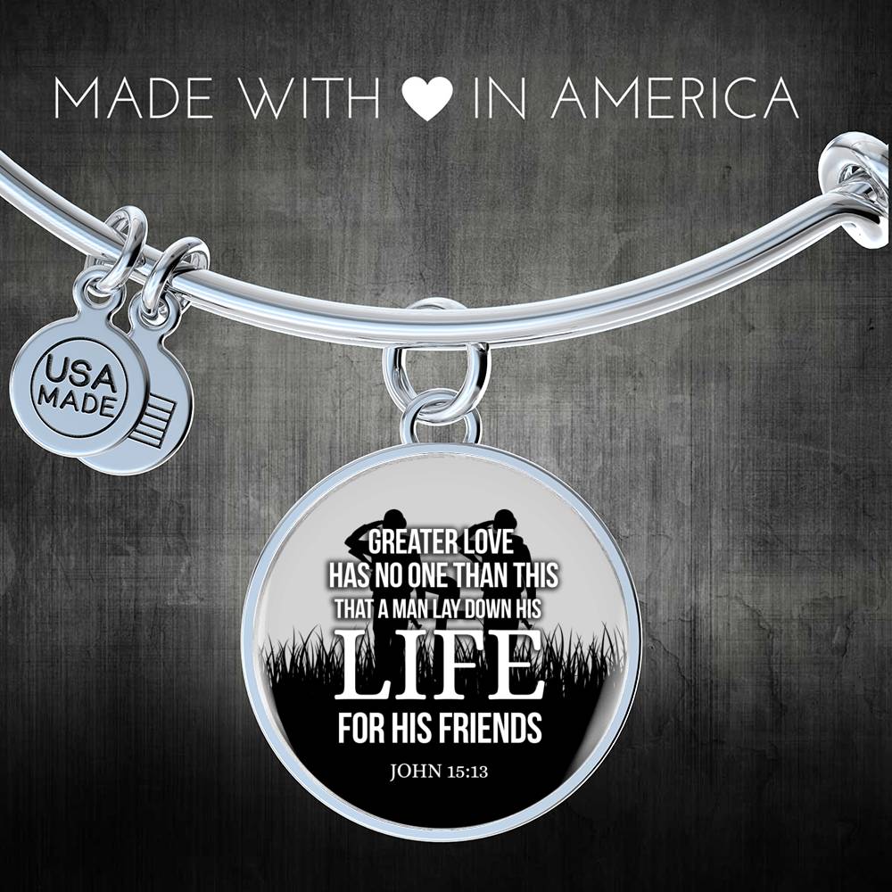 Christian John 15:13 Greater Love Circle Bangle Bracelet Stainless Steel or 18k Gold" - Express Your Love Gifts