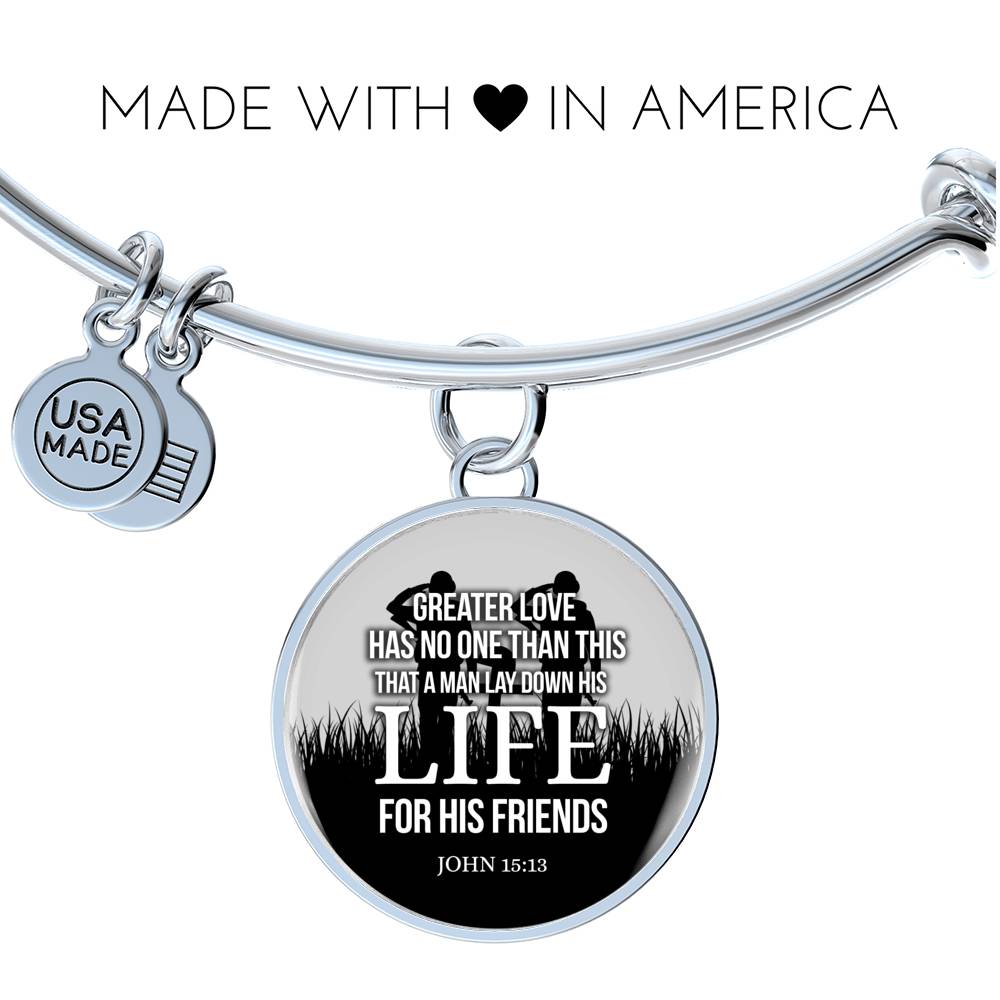 Christian John 15:13 Greater Love Circle Bangle Bracelet Stainless Steel or 18k Gold" - Express Your Love Gifts