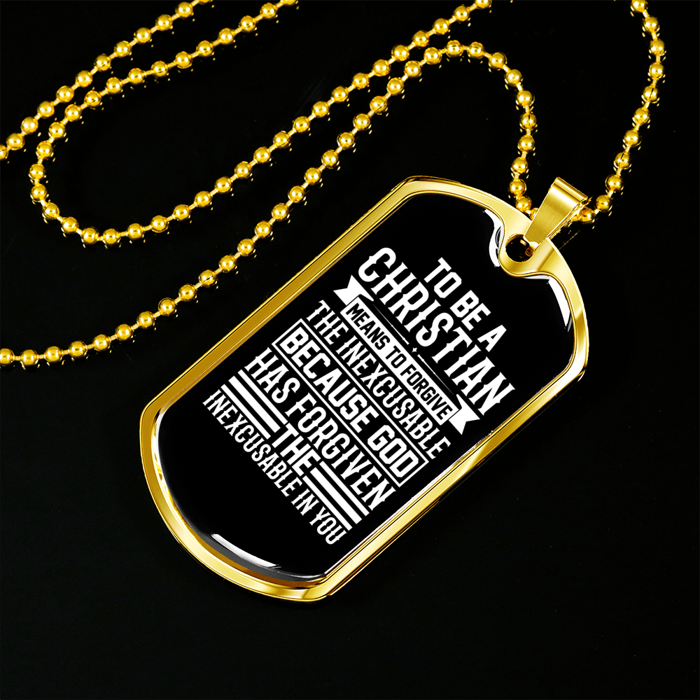 Christian Means To Forgive Necklace Stainless Steel or 18k Gold Dog Tag 24" Chain-Express Your Love Gifts