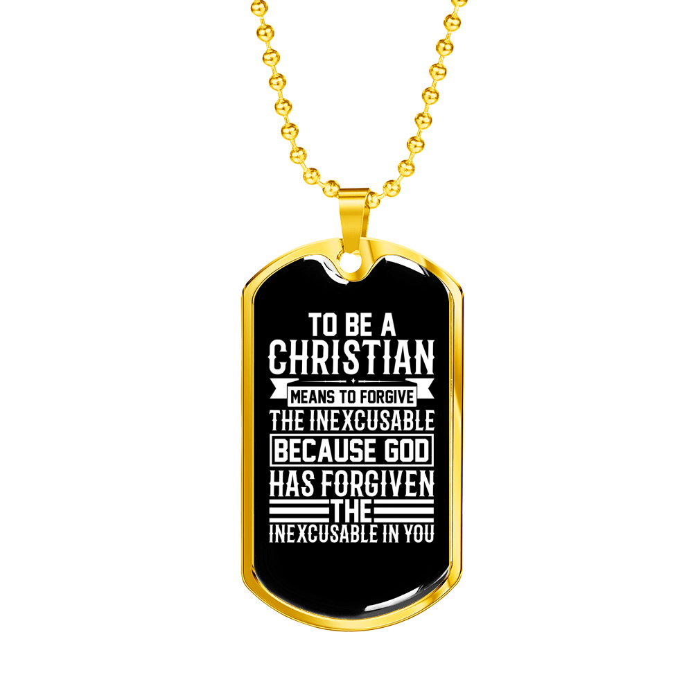 Christian Means To Forgive Necklace Stainless Steel or 18k Gold Dog Tag 24" Chain-Express Your Love Gifts