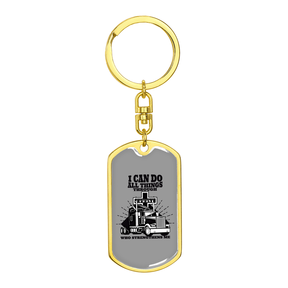 Christian Trucker Do All Swivel Keychain Dog Tag Stainless Steel or 18k Gold