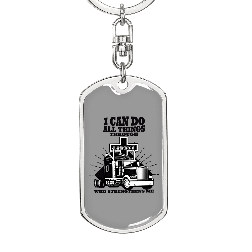 Christian Trucker Do All Swivel Keychain Dog Tag Stainless Steel or 18k Gold-Express Your Love Gifts