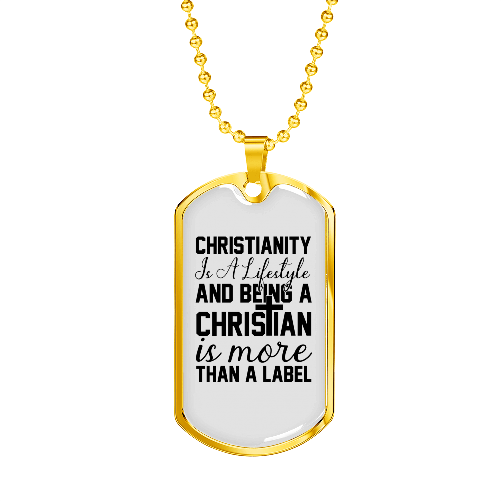 Christianity A Lifestyle Necklace Stainless Steel or 18k Gold Dog Tag 24" Chain-Express Your Love Gifts