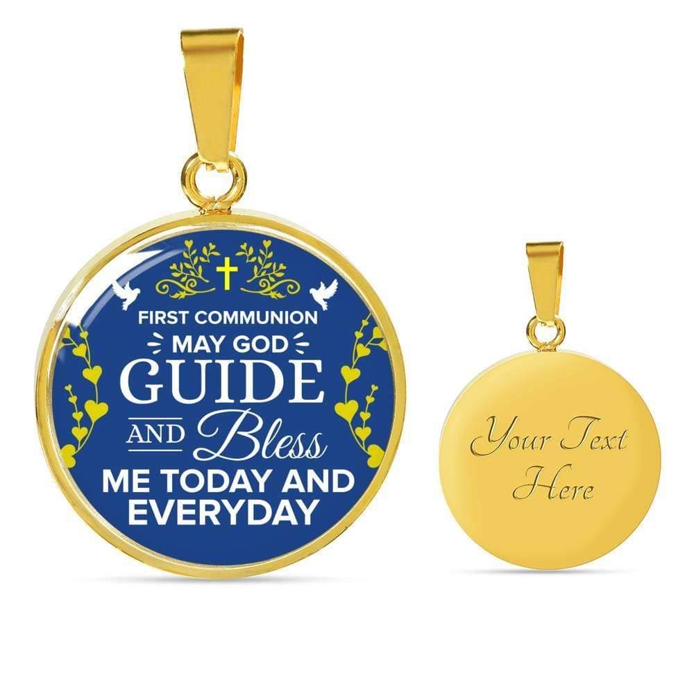Communion Necklace Gift Circle Pendant Stainless Steel or 18k Gold 18-22" - Express Your Love Gifts