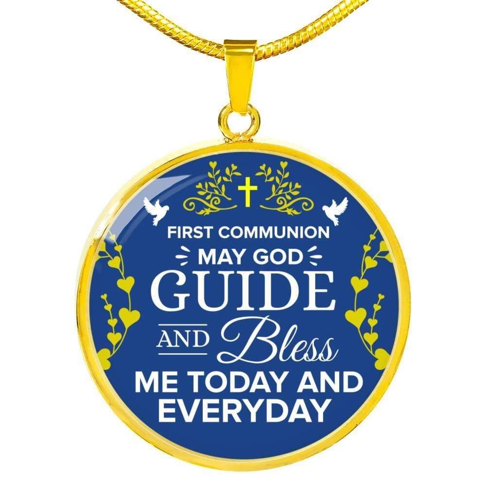 Communion Necklace Gift Circle Pendant Stainless Steel or 18k Gold 18-22" - Express Your Love Gifts