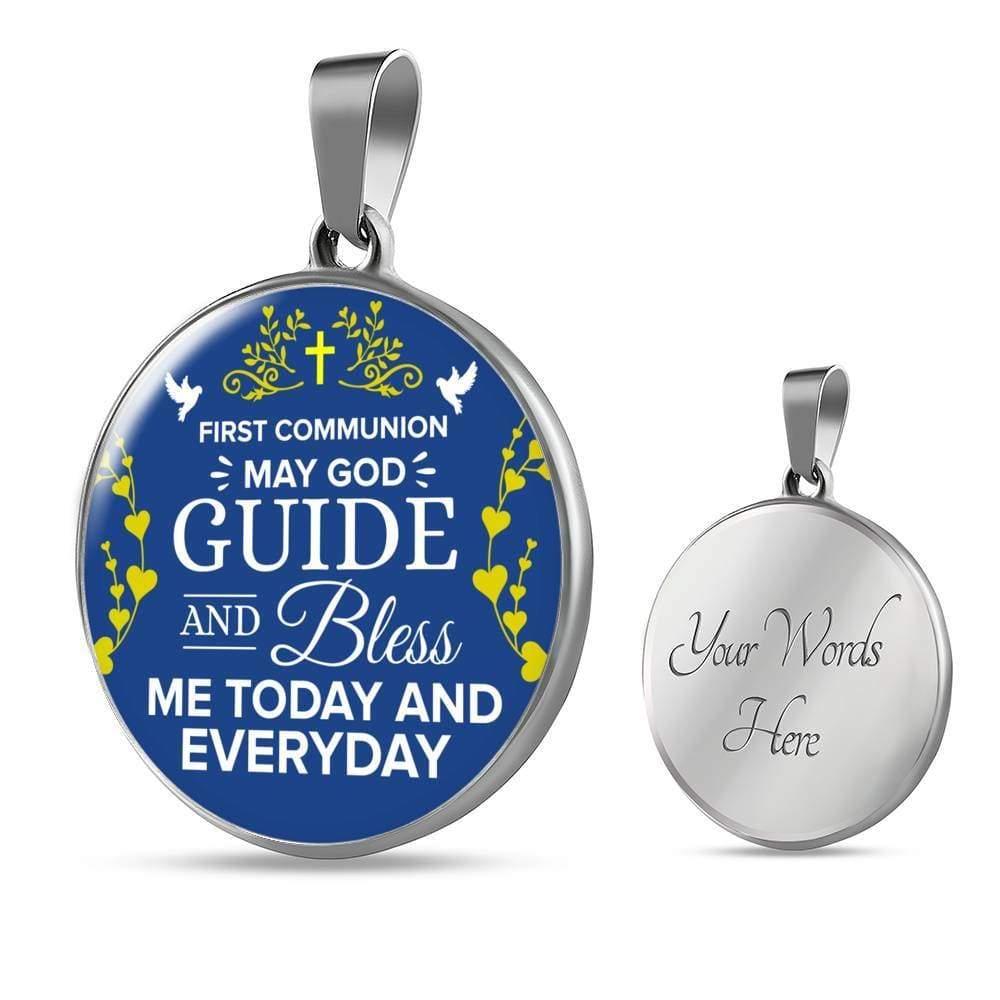 Communion Necklace Gift Circle Pendant Stainless Steel or 18k Gold 18-22" - Express Your Love Gifts