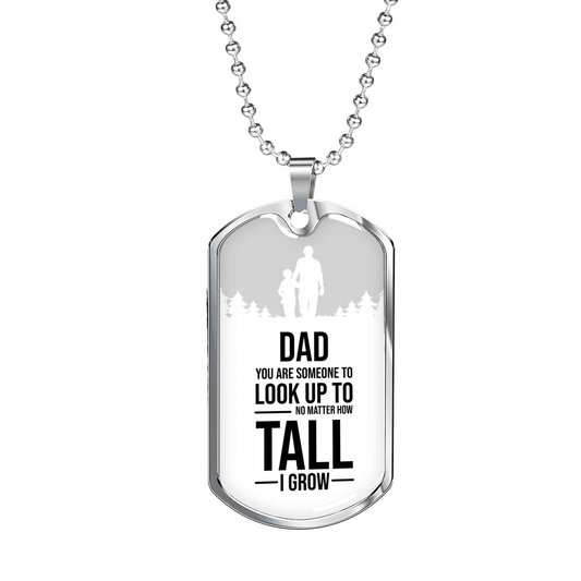 Dad You Are Someone Necklace Stainless Steel or 18k Gold Dog Tag w 24" Chain
