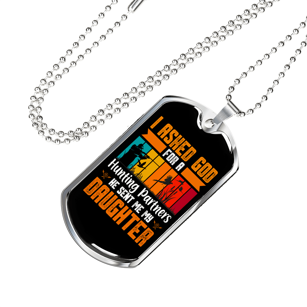 Daughter From God Necklace Stainless Steel or 18k Gold Dog Tag 24" Chain-Express Your Love Gifts