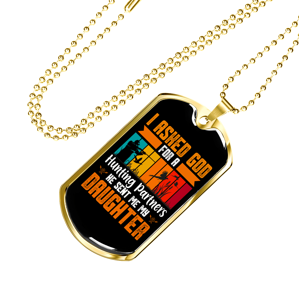 Daughter From God Necklace Stainless Steel or 18k Gold Dog Tag 24" Chain-Express Your Love Gifts