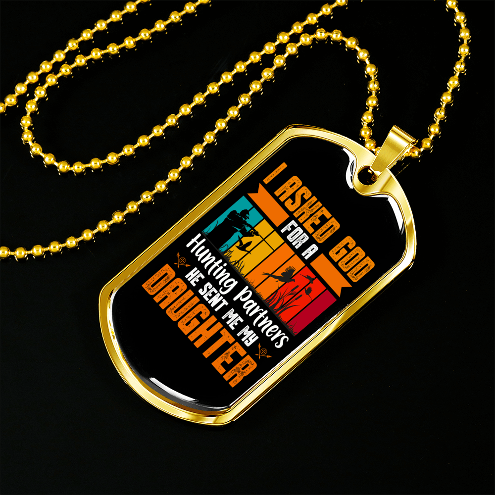 Daughter From God Necklace Stainless Steel or 18k Gold Dog Tag 24" Chain-Express Your Love Gifts