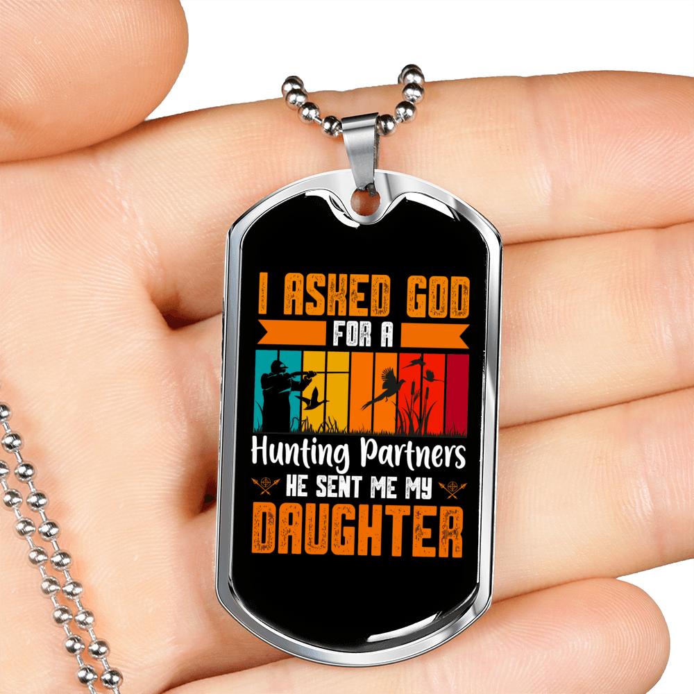 Daughter From God Necklace Stainless Steel or 18k Gold Dog Tag 24" Chain-Express Your Love Gifts
