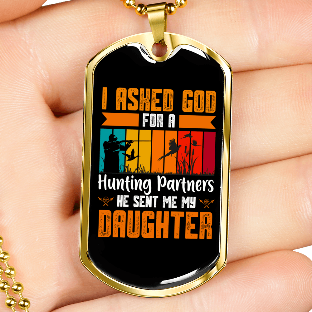 Daughter From God Necklace Stainless Steel or 18k Gold Dog Tag 24" Chain-Express Your Love Gifts