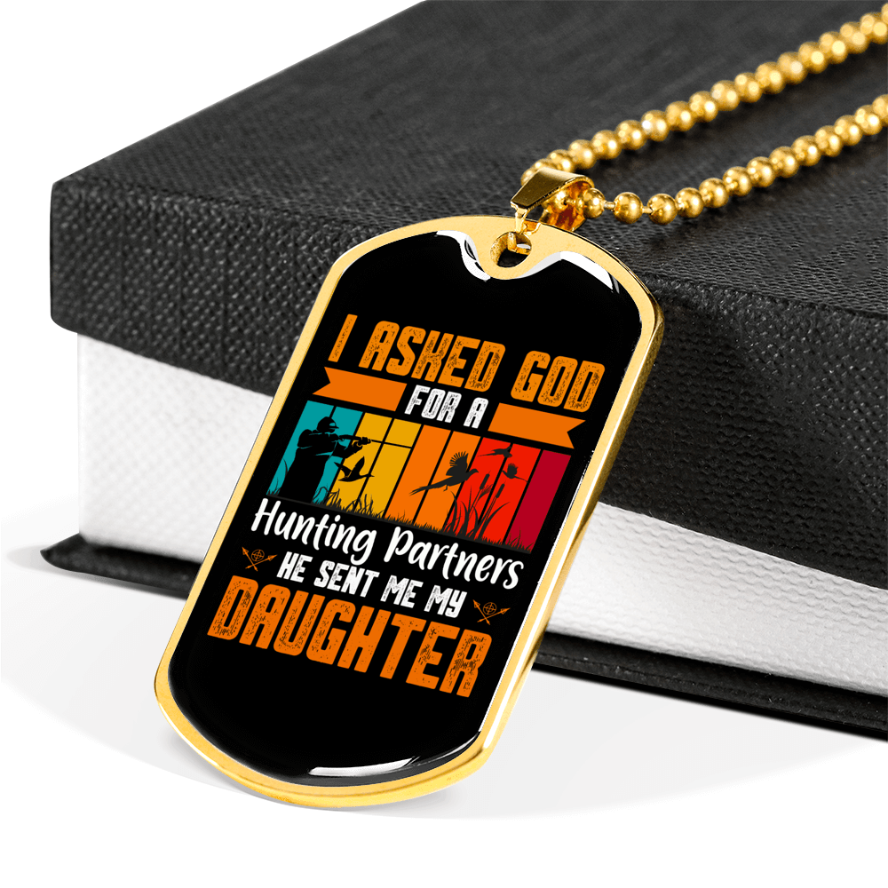 Daughter From God Necklace Stainless Steel or 18k Gold Dog Tag 24" Chain-Express Your Love Gifts