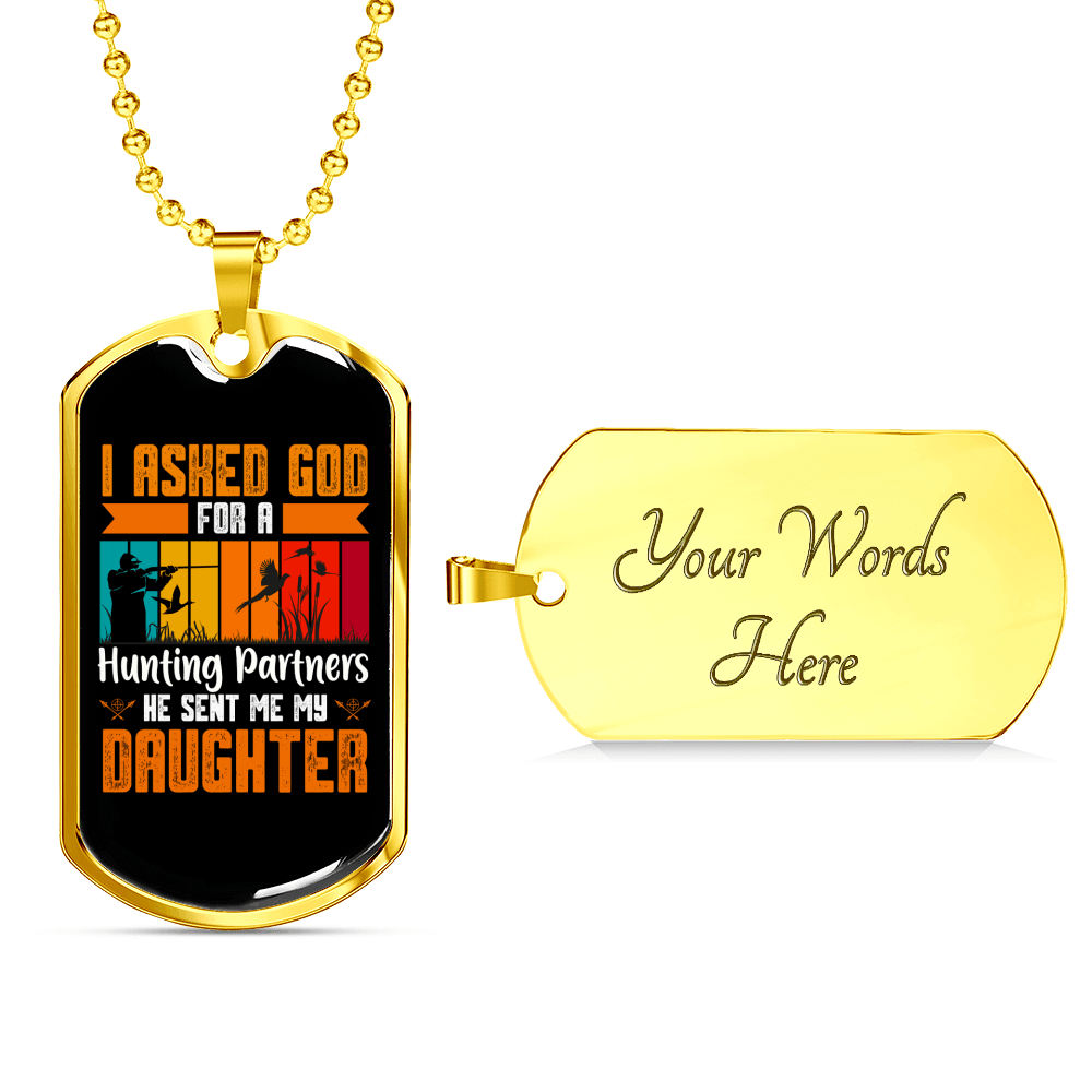 Daughter From God Necklace Stainless Steel or 18k Gold Dog Tag 24" Chain-Express Your Love Gifts
