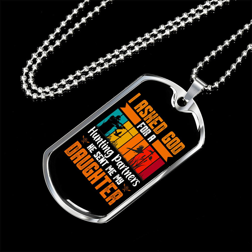 Daughter From God Necklace Stainless Steel or 18k Gold Dog Tag 24" Chain-Express Your Love Gifts