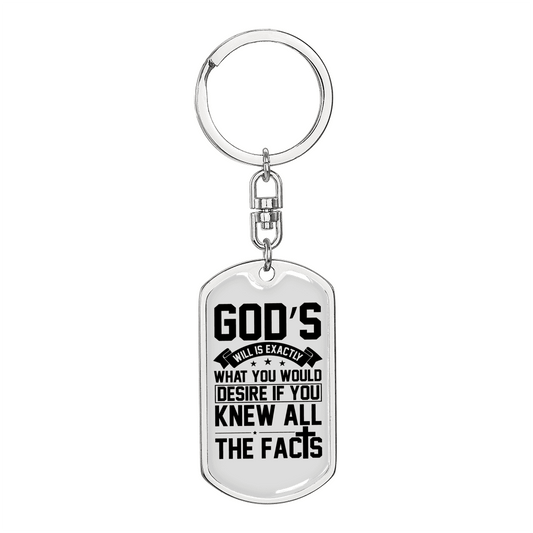 Desire God'S Will Keychain Stainless Steel or 18k Gold Dog Tag Keyring-Express Your Love Gifts