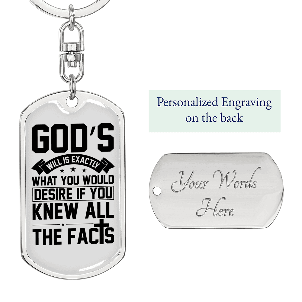 Desire God'S Will Keychain Stainless Steel or 18k Gold Dog Tag Keyring-Express Your Love Gifts