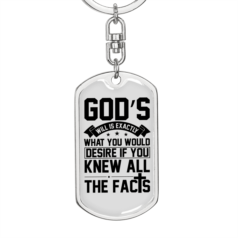 Desire God'S Will Keychain Stainless Steel or 18k Gold Dog Tag Keyring-Express Your Love Gifts