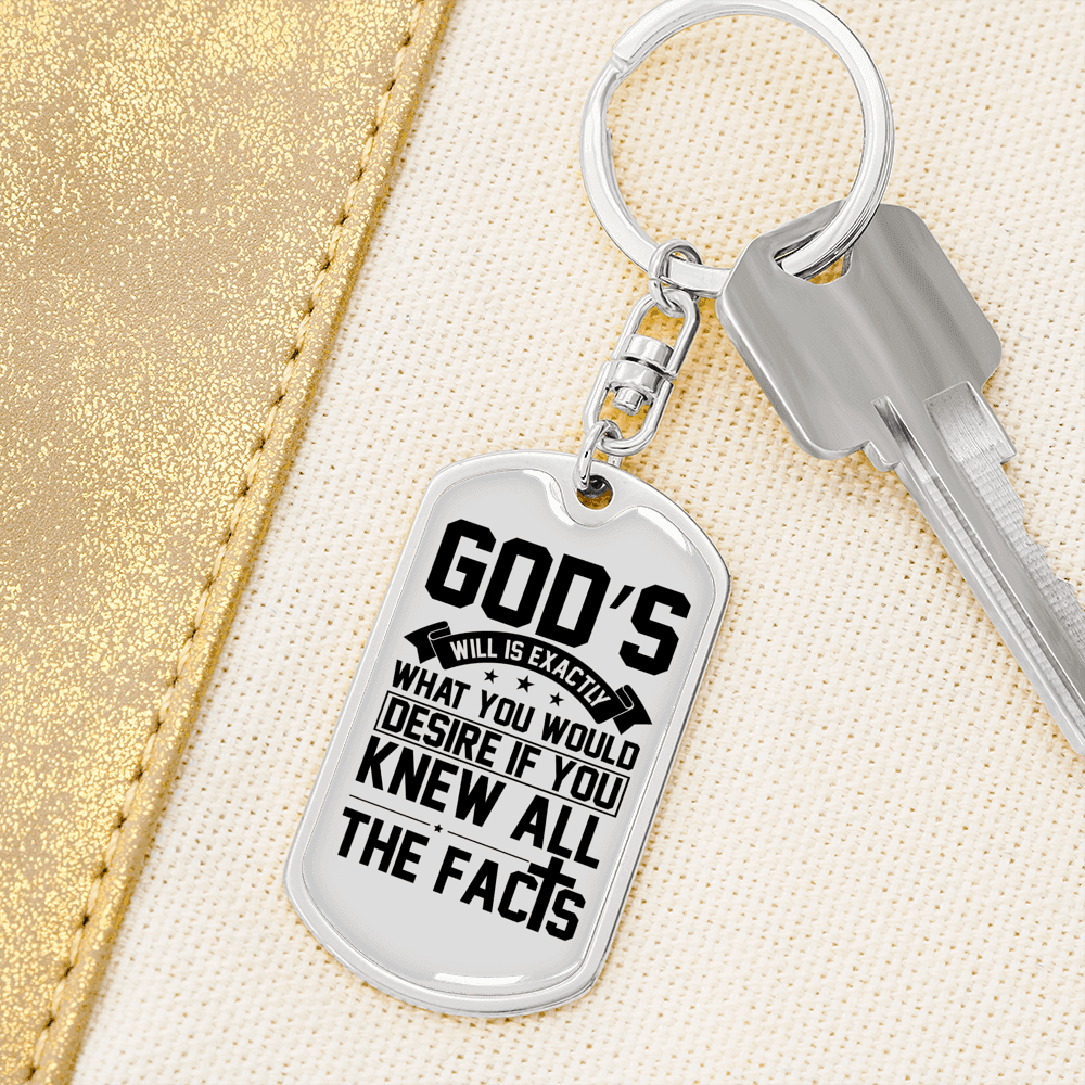 Desire God'S Will Keychain Stainless Steel or 18k Gold Dog Tag Keyring-Express Your Love Gifts