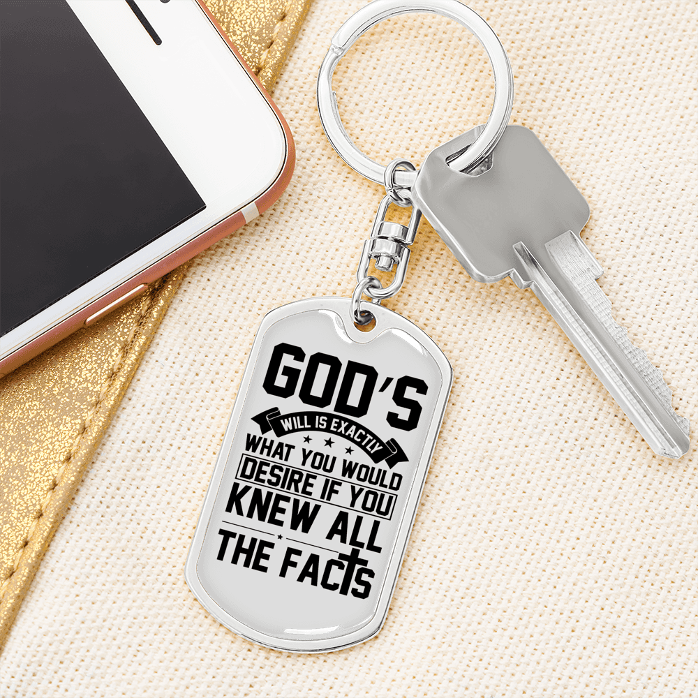 Desire God'S Will Keychain Stainless Steel or 18k Gold Dog Tag Keyring-Express Your Love Gifts