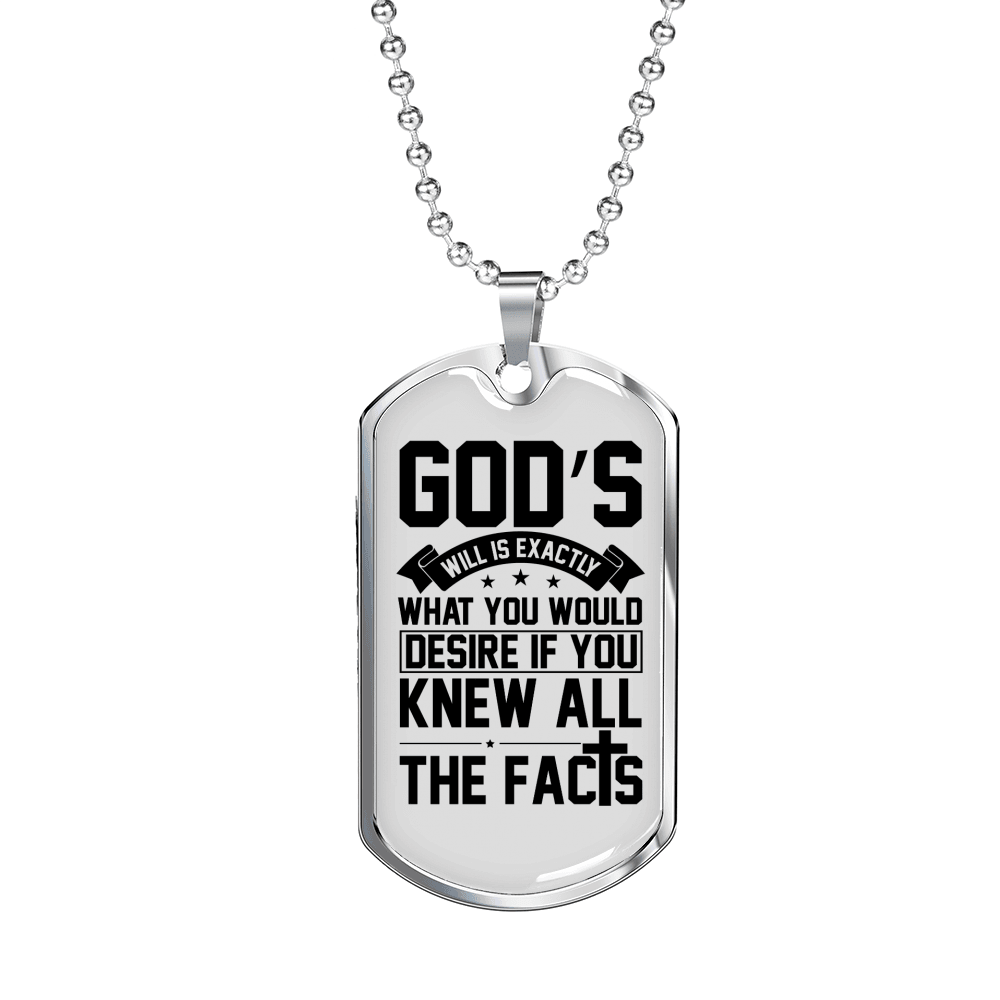 Desire God'S Will Necklace Stainless Steel or 18k Gold Dog Tag 24" Chain-Express Your Love Gifts