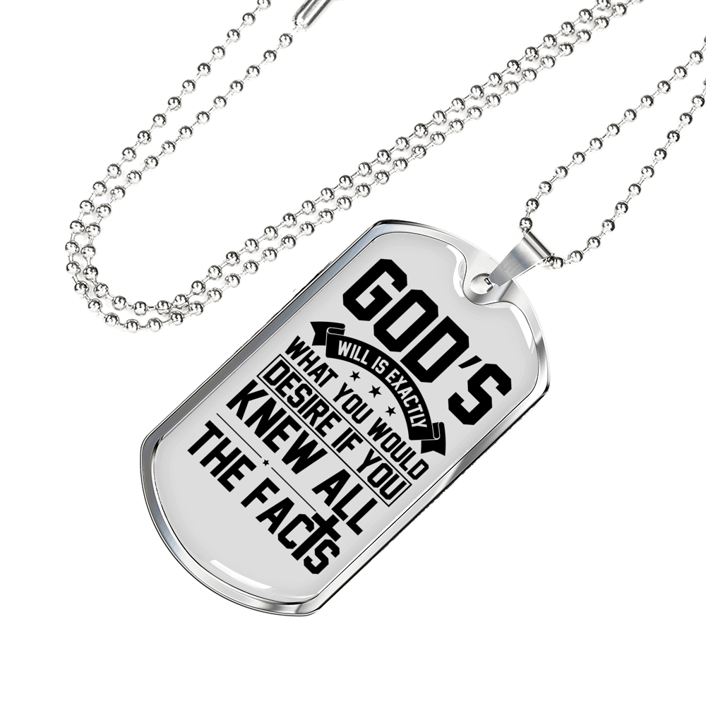 Desire God'S Will Necklace Stainless Steel or 18k Gold Dog Tag 24" Chain-Express Your Love Gifts