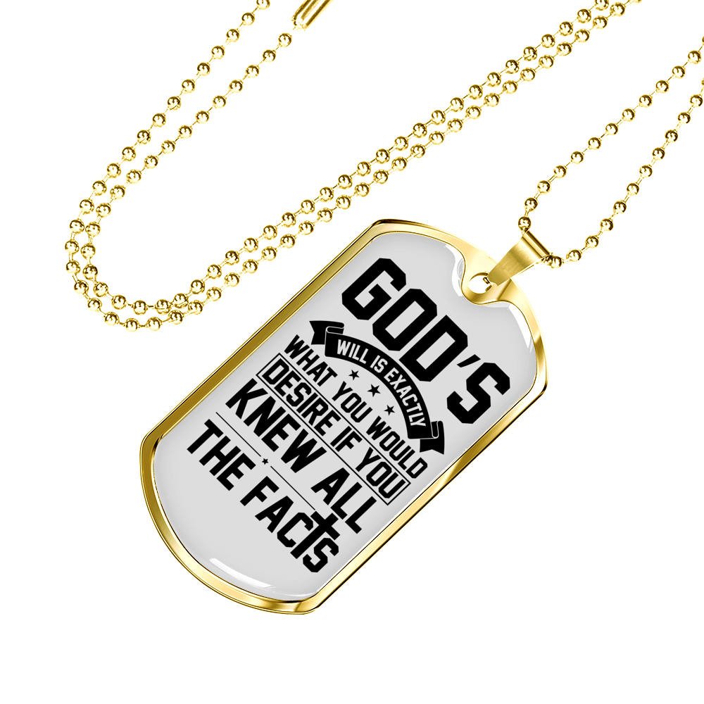 Desire God'S Will Necklace Stainless Steel or 18k Gold Dog Tag 24" Chain-Express Your Love Gifts